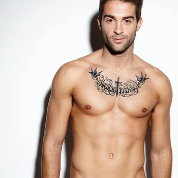 

4 Sheets Chest Tattoos Sticker Unique Fashion Stylish Exquisite Breast Sticker Body Sticker Chest Sticker for Men Women