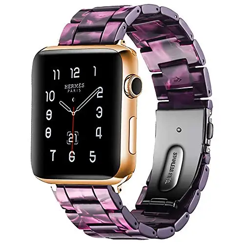 purple linght Ремешок из смолы для apple watch 5, 4, ремешок correa, apple watch 42 мм, 38 мм, 44 мм, 40 мм, iwatch series 3, 2, 1, ремешок из нержавеющей стали с пряжкой - Цвет ремешка: purple linght