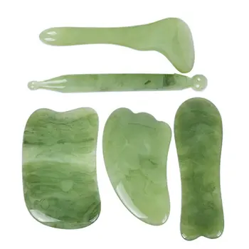 

5PCS Gua Sha Massage Scraping Natural Resin Green for Face Guasha Scraper Facial SPA Body Care Scrap Board Supplies