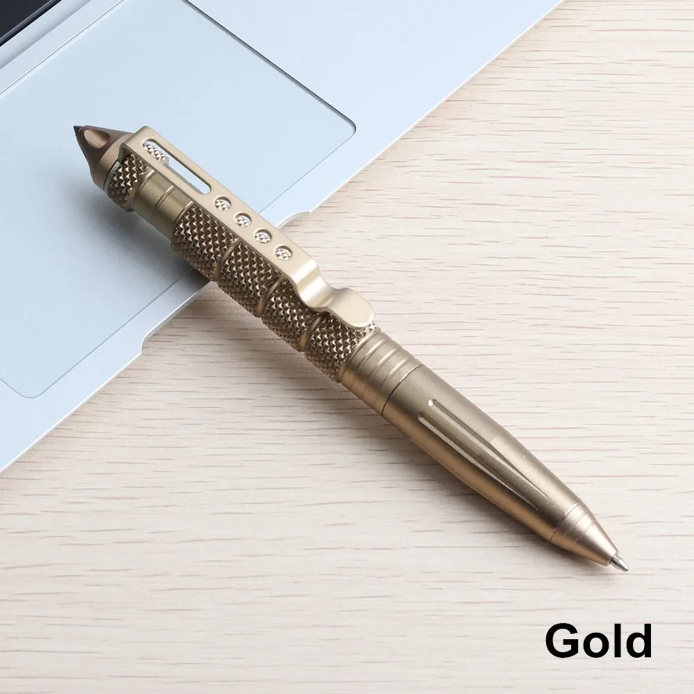GOLD 1 шт. GENKKY многофункциональная ручка тактическая Вольфрамовая сталь вращающийся инструмент унисекс ручка оконное стекло металлическая шариковая многофункциональная - Цвет: GOLD