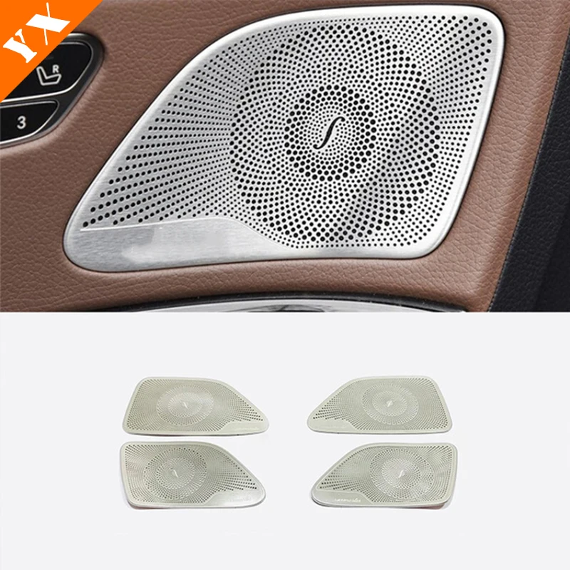 Color Name : 4 Car Door speaker CCHAO Fit For Mercedes Benz S Class W222 Stainless Steel Car A-pillar Left Right Speaker Audio Horn Cover Trim
