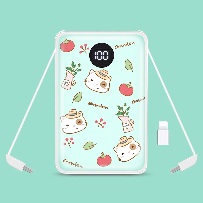 10000 mAh мини банк питания милый светодиодный цифровой дисплей Портативный зарядный внешний аккумулятор для Xiaomi Iphone - Цвет: 7