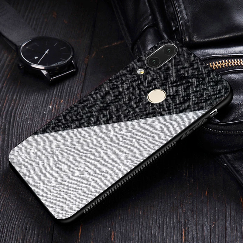 Black Etui, чехол, чехол, для Xiaomi Redmi Note 7 pro Note7 тканевая ткань Texure Bumper SiIicone мягкий бампер рамка задняя крышка чехол для телефона s - Цвет: Black