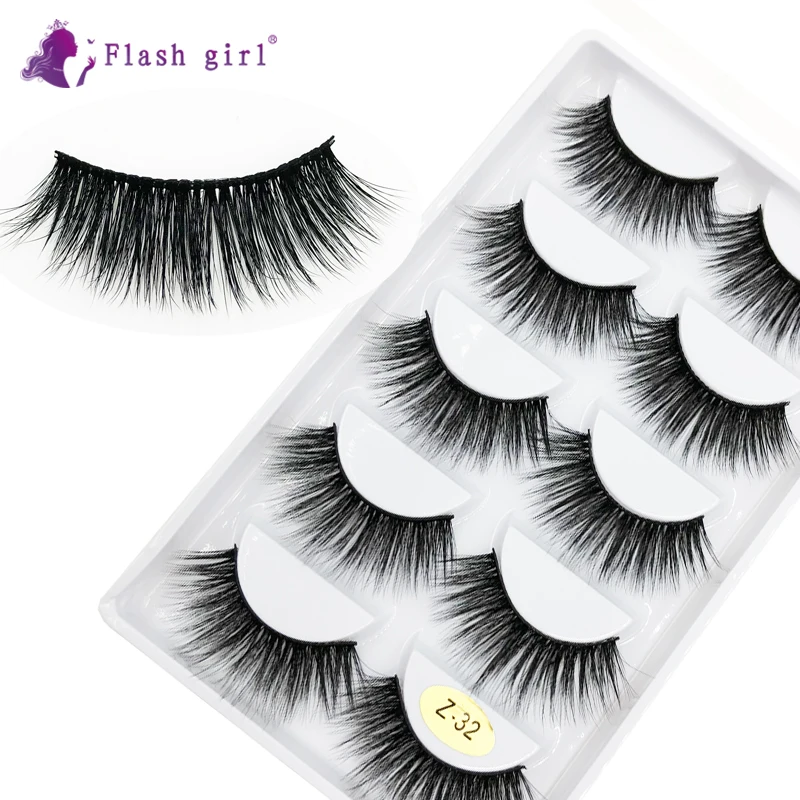 

Flash Girl Z series Z32 5 pairs Transparent stem Popular Natural Handmade False Eyelashes