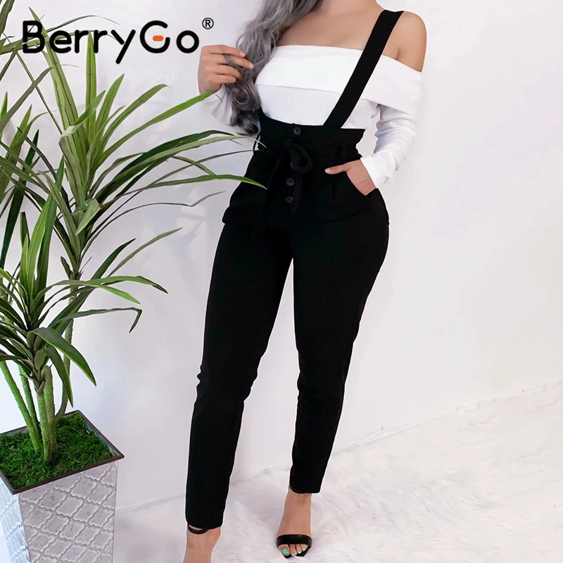 BerryGo повседневные брюки с пуговицами и высокой талией для женщин 2020 Лето Весна