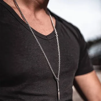 

titanium steel Necklace Men/stainless steel/black chain necklace long gold Geometric choker necklaces & pendants Men jewelry