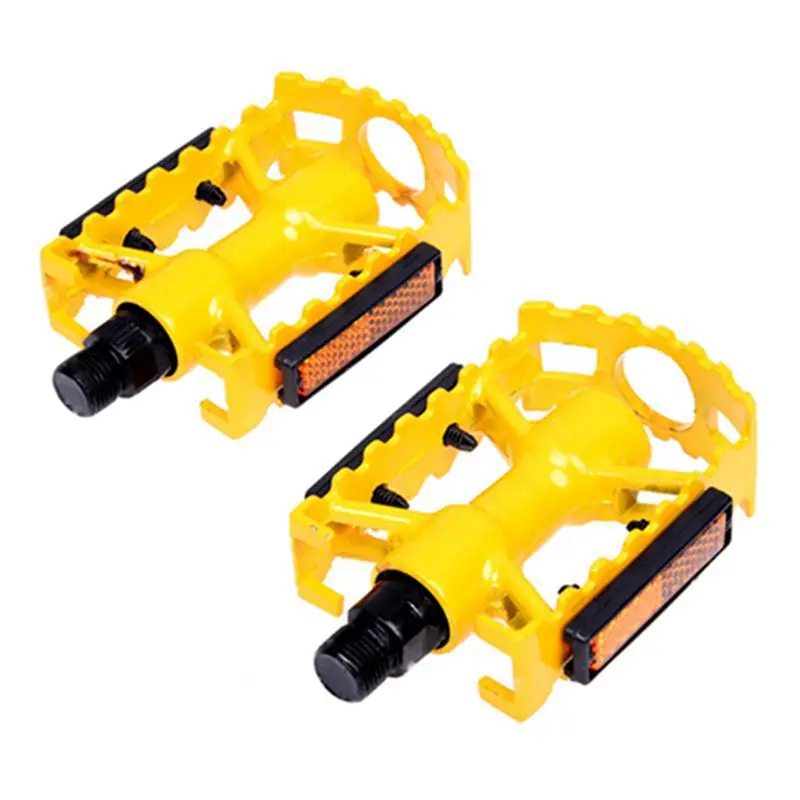 

MTB BMX Cycling Road Mountain Bike Bicycle Aluminum Flat Cage Platform Pedals Colour:Yellow