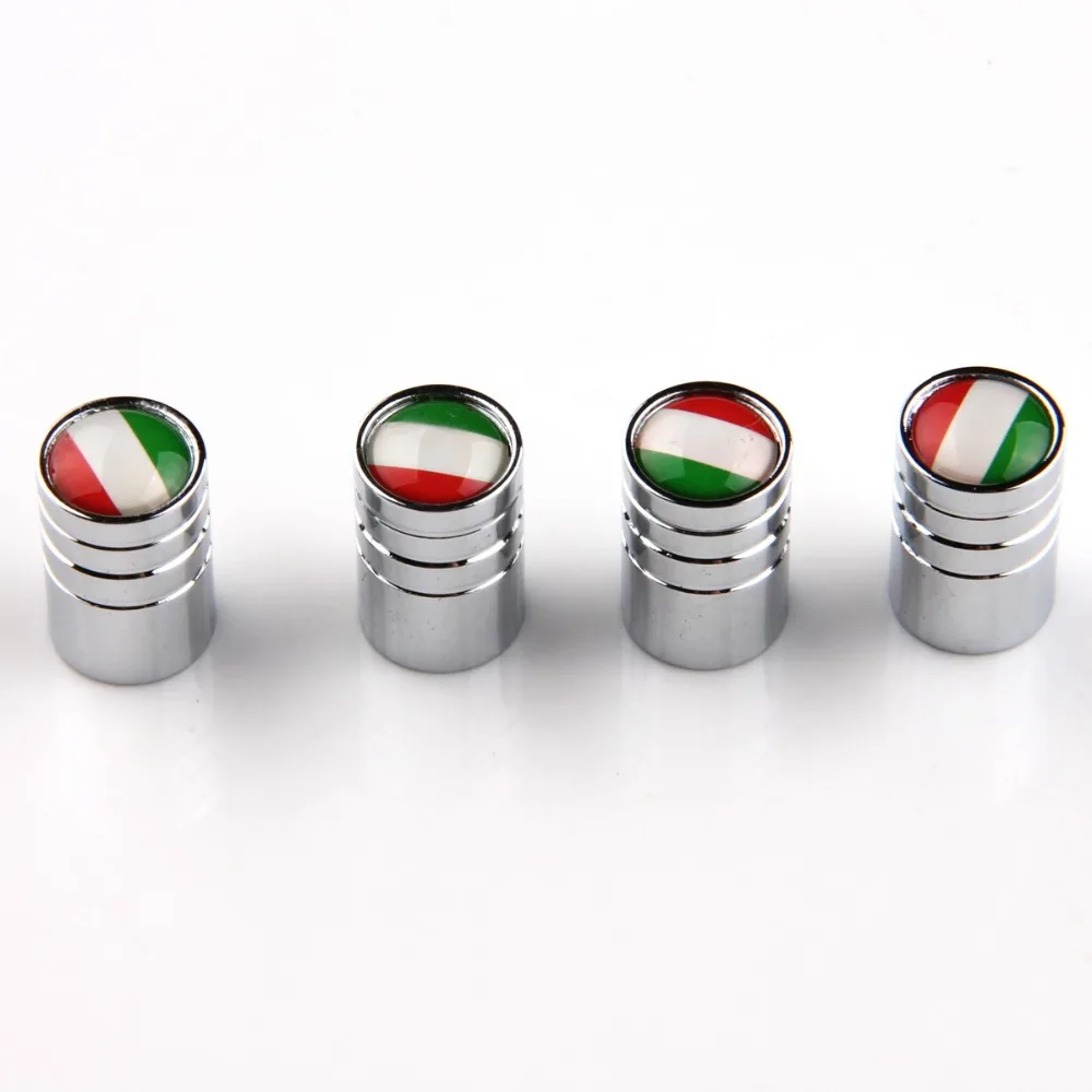 4Pcs Car Wheel Tires Valve Caps Auto Motorcycle Airtight Stem Air Silver UK US Italy France Germany Flag Spare Covers | Автомобили и