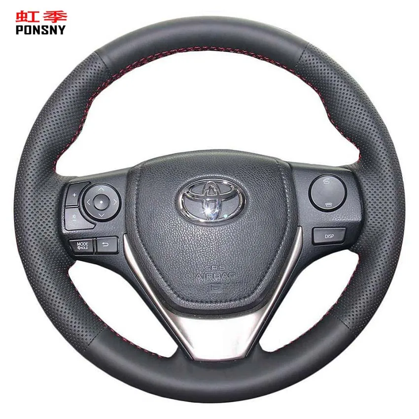 Ponsny Black Artificial Leather Car Steering Wheel Covers For Toyota