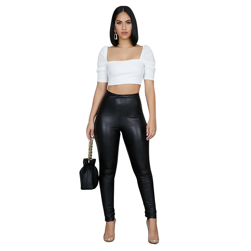 black CINESSD Европа и США продажи новые кожаные Штаны повседневные узкие брюки Черная кожа Штаны - Цвет: black