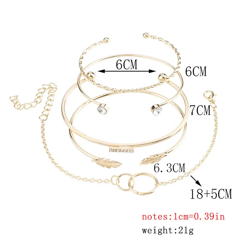 5pcs bracelet 5 шт. шикарный браслет для женщин с цепочкой браслет кристалл браслет и листья Декор браслеты для женщин модные браслеты - Окраска металла: 5pcs bracelet