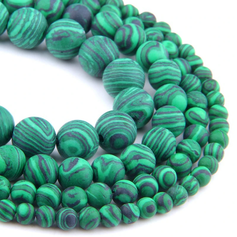 

VINSWET Matte Natural Green Malachite Round Loose Stone Spacer Beads for DIY Necklace Bracelet Jewelry Making Size 4 6 8 10 12