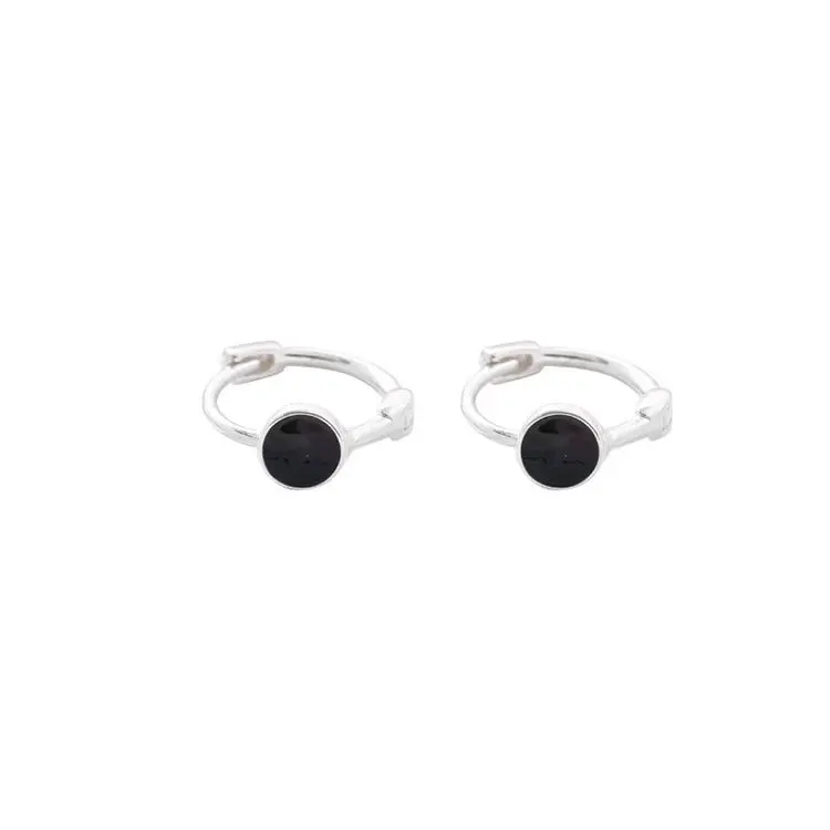Round Сережки из чистого серебра S925 пробы, сережки с узорами, модные сережки erhuan - Цвет камня: Round