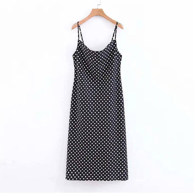 

Europe And America 19 Years Summer WOMEN'S Dress Polka Dot Printed Sexy Strapped Dress Long Skirts Women's