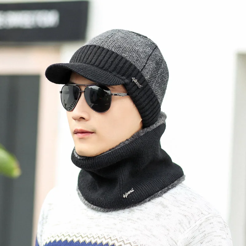 Новинка, зимняя шапка, шарф, набор, Skullies Beanies, шапка, зимние шапочки для мужчин и женщин, шерстяной шарф, шапки, Балаклава, шапка-маска, вязаная шапка - Цвет: 7