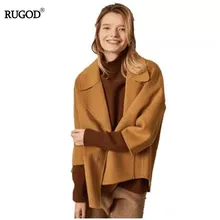 RUGOD свитер осень-зима высокий суконный пуловер Свободный толстый свитер короткий абзац вязаная рубашка
