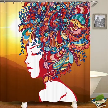 

Polyester bathroom curtain Exotic style waterproof bath curtains for bath divider shower curtain