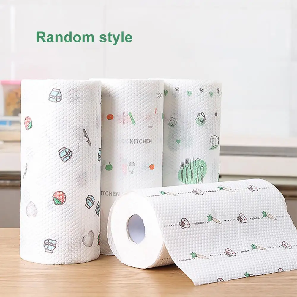 

1 Roll Cleaning Cloths Non-Woven Fabric Lazy Rags Wet and Dry Washable Disposable Dish Paper Towel Cloth for Kitchen Housework