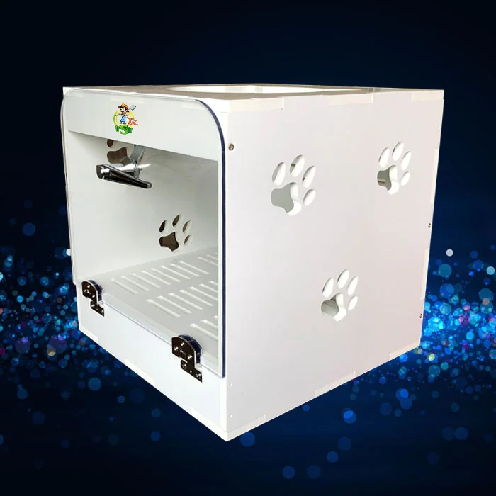 Белая полностью автоматическая сушильная коробка для домашних животных из закаленного стекла+ акриловая пластина фен для маленьких домашних животных смарт-фен с дисплеем температуры