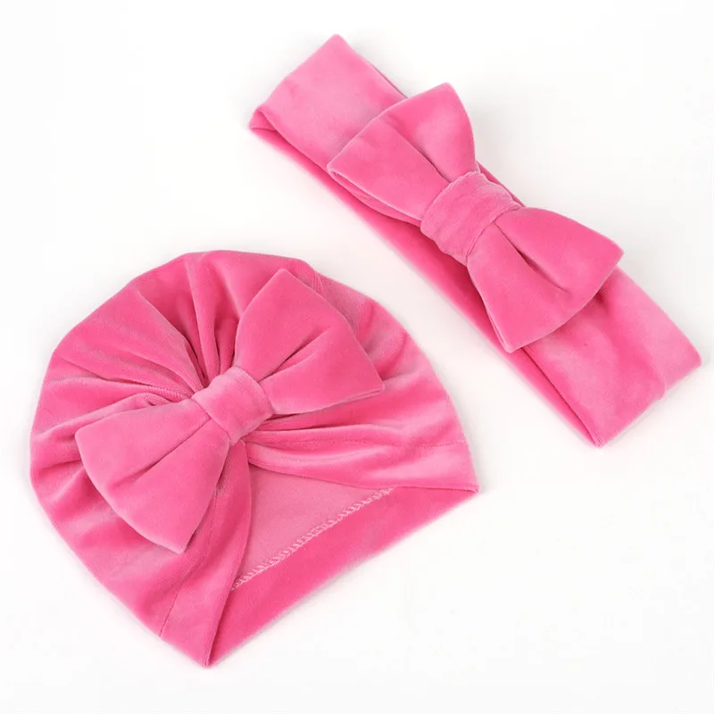 baby accessories designer 2pcs Baby Girl Velvet Bow Hat Baby bow headwrap Mother headband Baby headband bow toddler headband newborn headwear Children's Finger Toothbrush