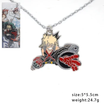 

10 pcs/lot My Hero Academia keychain anime Bakugou Katsuki figure key ring necklaces cosplay alloy pendant toys