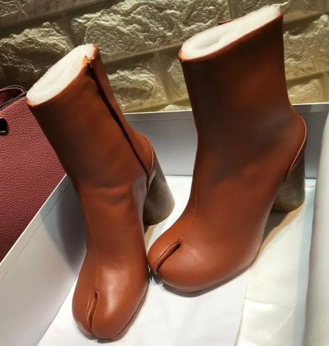 As Pic Зимние ботинки в стиле таби; женские ботильоны на высоком каблуке; Botas Mujer; кожаные женские ботильоны; удобные блестящие ботинки; Feminina; роскошные женские ботинки; Zapatos De Mujer - Цвет: As Pic