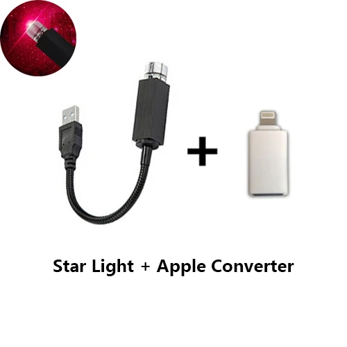 Red Apple Светодиодный светильник USB для автомобиля на крыше, ночник, светильник, декоративный светильник USB, проектор - Испускаемый цвет: Red Apple