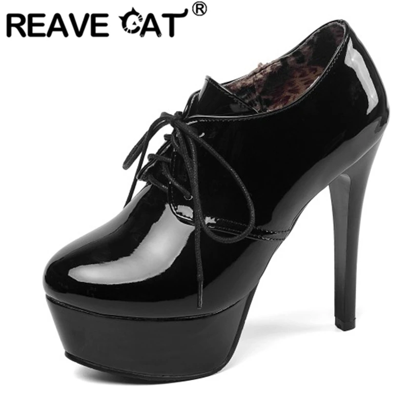 Женские туфли лодочки из лакированной кожи REAVE CAT повседневные больших размеров 33