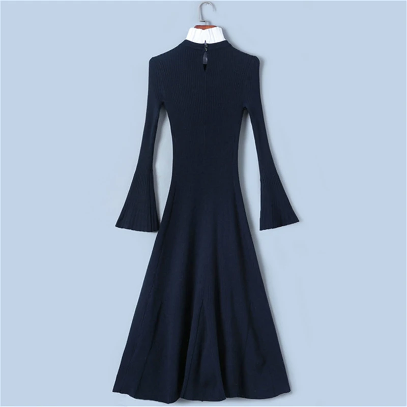 Tunjuefs, облегающее трикотажное платье с разрезом, для женщин, Vestido, с оборками, элегантное облегающее платье, Femme, пуловеры с длинным рукавом, Осень-зима