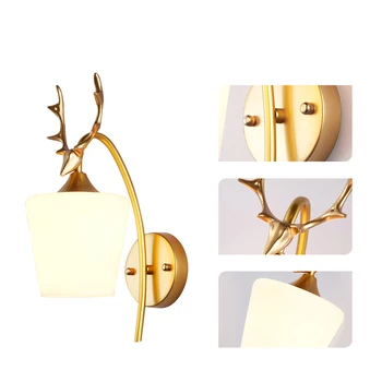 

2019 antlers wall lamp type LED lamp aluminum bedside reading lamp for surface decoration of bathroom corridor