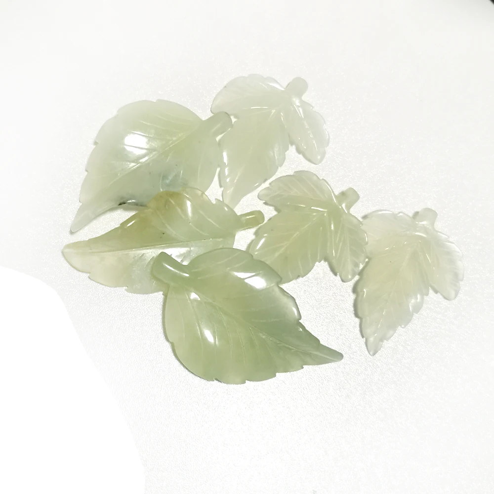 Hand Carved Natural Serpentine Jade Leaf Pendant Quartz Crystal Necklace Healing Stone Charm Women Jewelry Gift | Дом и сад