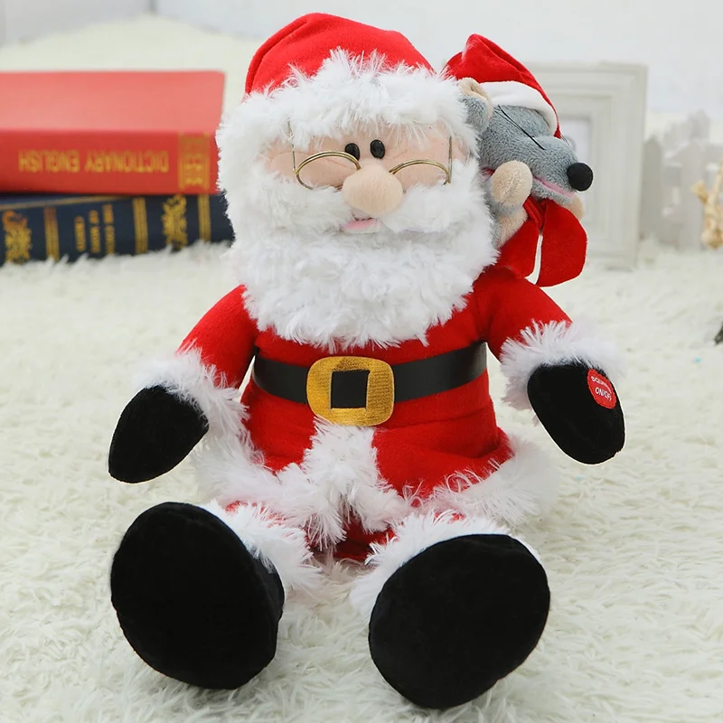 Говорящий Поющий Санта Клаус говорящий плюшевые игрушки электронные мягкие животные для детей девочек мальчиков детская диадема
