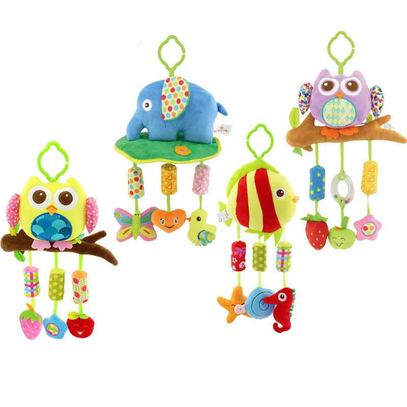 Handing Fish Owl Barchimes windbell Colorful Montessori Toys Teething Kids Educational Crib Mobiles Baby Toy Rattle Plush Toy
