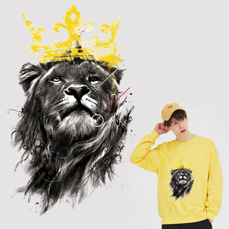 Переводные нашивки Crown lion для одежды текстильные виниловые термо-Стикеры