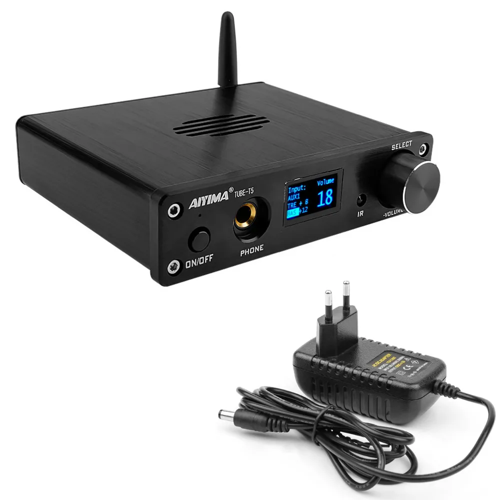 Black EU Plug AIYIMA Портативный усилитель bluetooth-усилитель для наушников 6K4 ламповый предусилитель HIFI USB аудио ЦАП мини-усилитель для наушников - Цвет: Black EU Plug