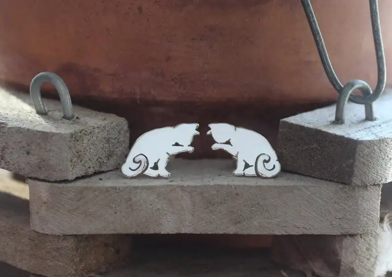 Cat Earrings. Little Silver Cat Studs. Tiny Cat Earrings. Cat Lover Gift. Cat Lady Gift. Animal Lover Gift. Kitty Studs. Cat Jewelry.