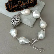 8 ''14x18 мм пресноводный белый Кеши жемчуг Cz проложить Разъем браслет