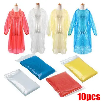 

10PCS disposable raincoat protective clothing dustproof anti-fog antivirus spread adult raincoat emergency travel random color