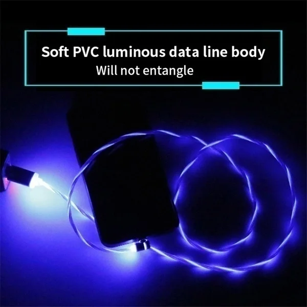 Магнитный usb-кабель type C usb-кабель светодиодный светящийся зарядный кабель для samsung S9 huawei P20 pocophone F1 кабель для мобильного телефона Магнитный шнур зарядного устройства
