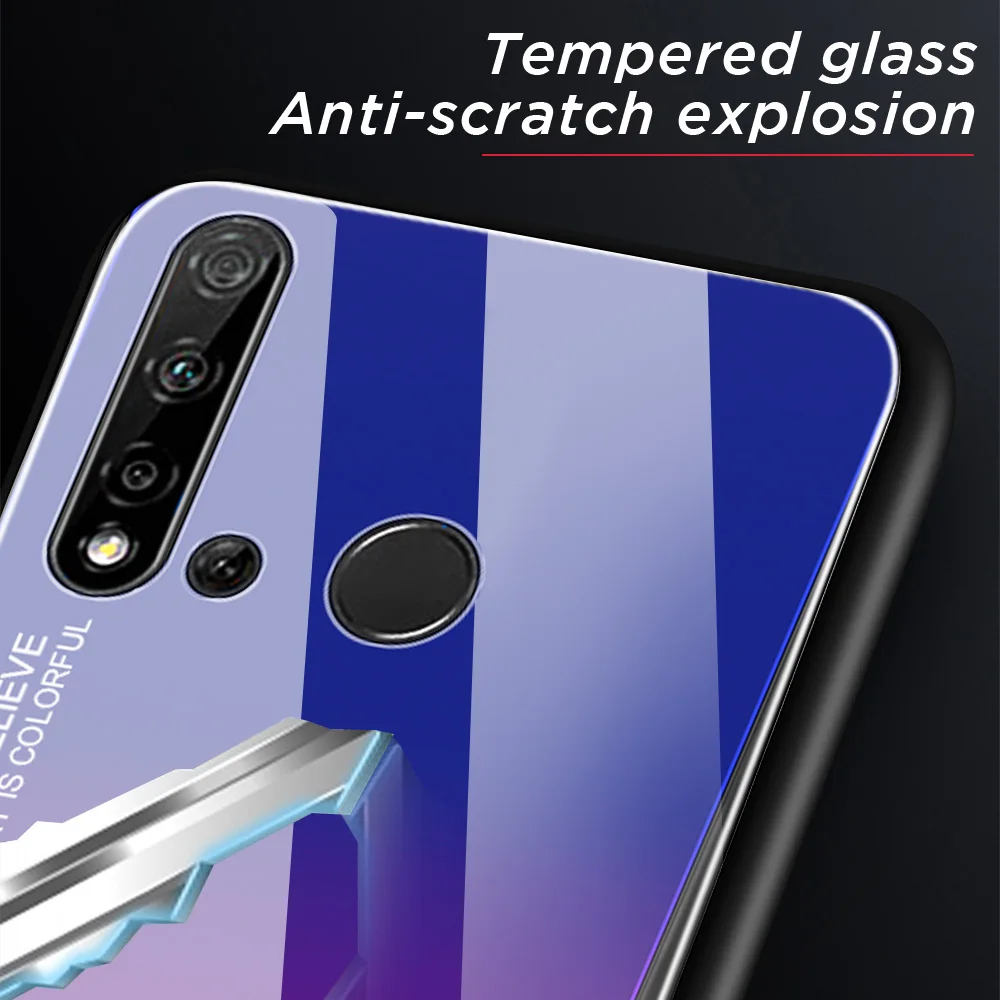 Чехол для телефона с градиентным закаленным стеклом для huawei P20Lite Y6 Y7 Y9 Prime Honor 9XPro 20 Lite Pro, стеклянный чехол для P Smart Z