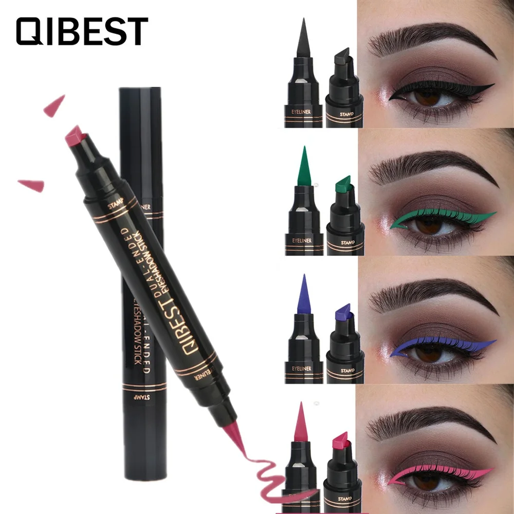 

Qibest Liquid Colored Eyeliner Stamp Pencil 12 Color Matte Eye Liner Waterproof Eyes Marker Black Blue Green Brown Eyeliner Pen
