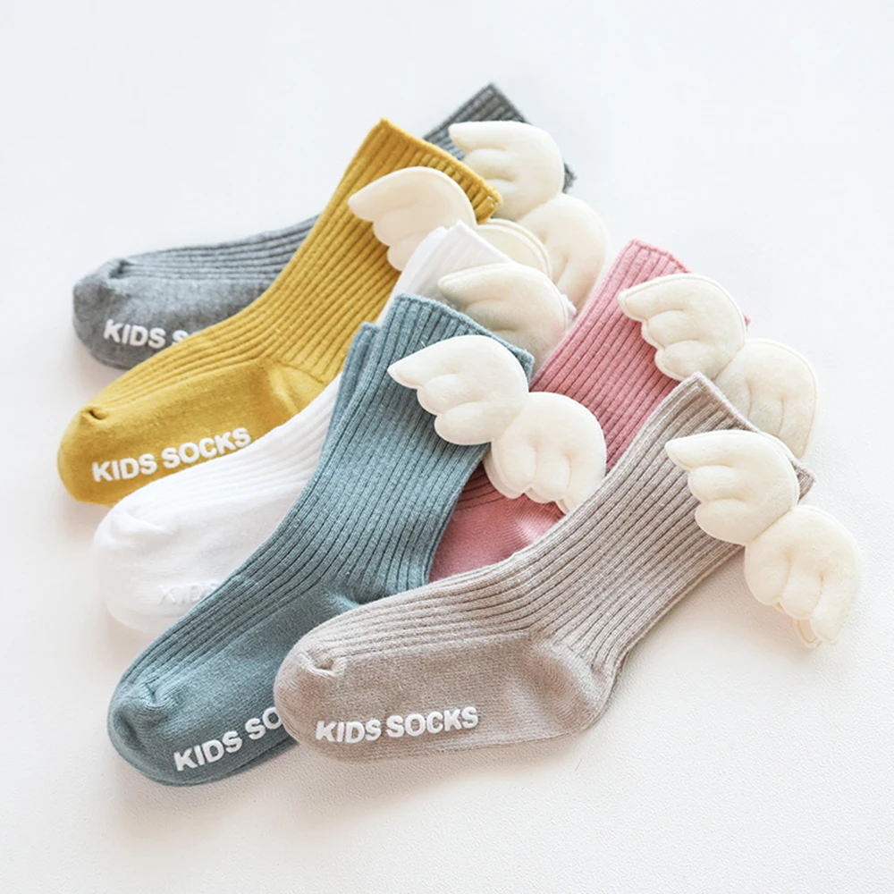 Newborn Baby Kids Socks Cute Wings Toddlers Girls Knee High Long Breathable Comfortable Soft Cotton Baby Socks