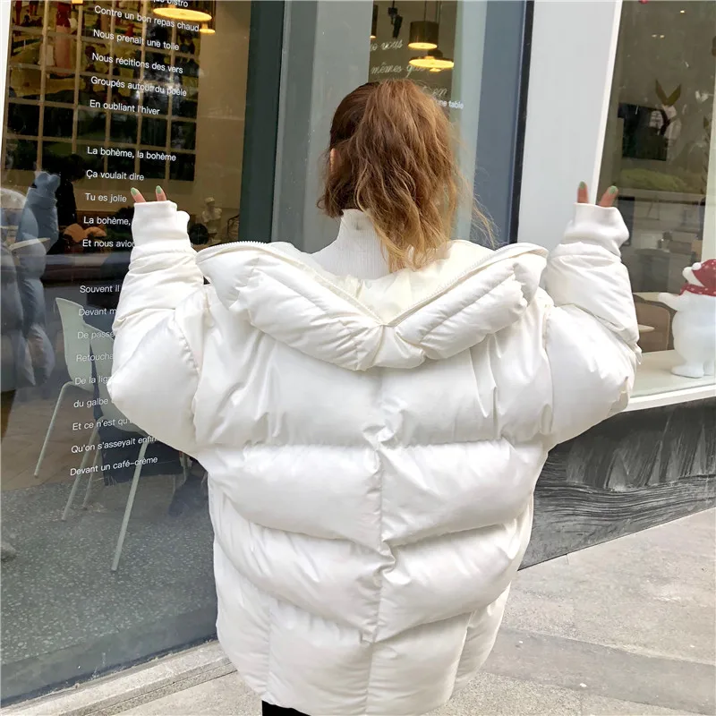 Bella phliosophy Новинка Harajuku зимнее пальто свободная парка с капюшоном толстые стеганые пальто размера плюс ватные куртки белые забавные пальто