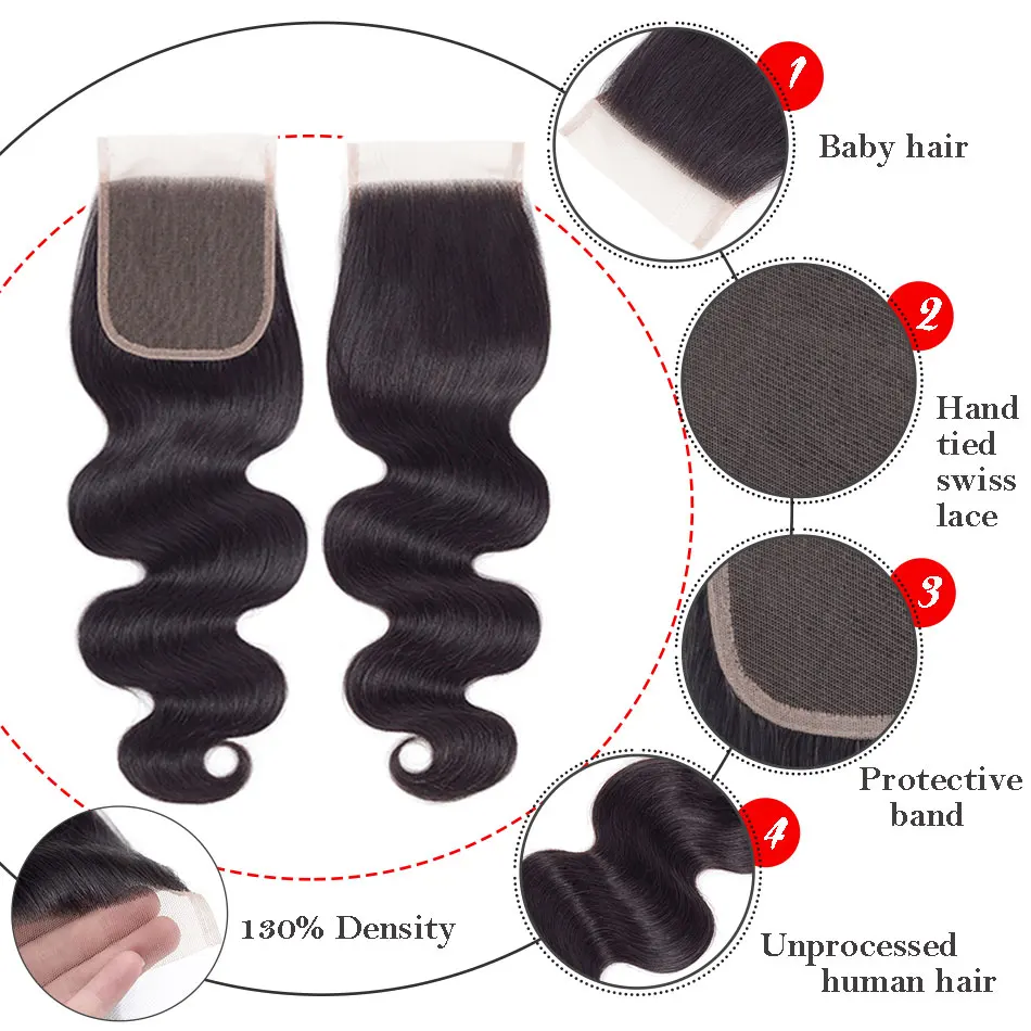 MOBOK-Hair-1-Piece-Malaysian-Body-Wave-Closure-Non-Remy-Hair-Lace-Closures-4-x4-Swiss