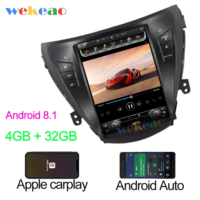 Android Car Radio Wekeao вертикальный экран Tesla style 10,4 ''1Din Автомобильный dvd-плеер на основе Android навигационная Автомобильная магнитола для hyundai Elantra 2012 - Цвет: Android Car Radio