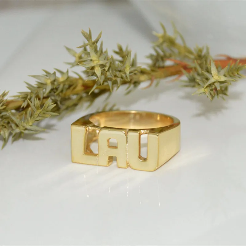Block Rings For Men Hip Hop Jewelry Custom Name Ring Gold Personalized Anelli Donna Friendship Gift Stainless Steel