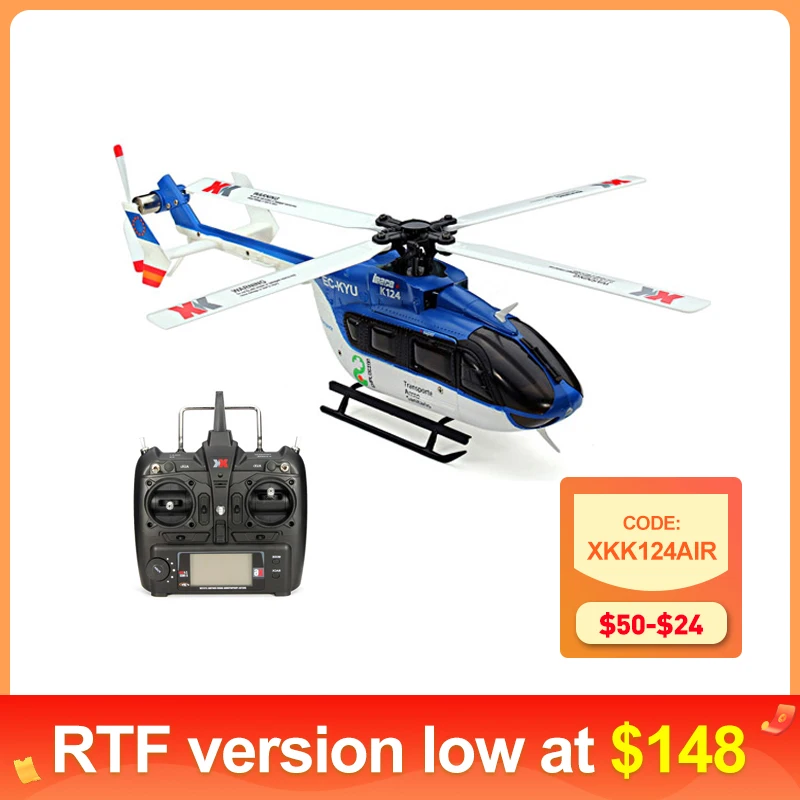 XK K124 2 4G 6CH бесщеточная система EC145 3D6G вертолет с дистанционным управлением 4 шт. 3 7