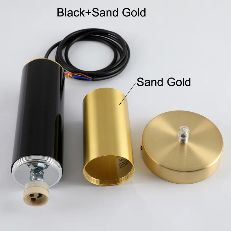 Black and Sand Gold Современный подвесной светильник s GU10 светодиодный светильник, одиночный обеденный светильник, барные лампы, подвесной светильник, светильник ing для гостиной D60mm, алюминиевая трубчатая лампа - Цвет корпуса: Black and Sand Gold