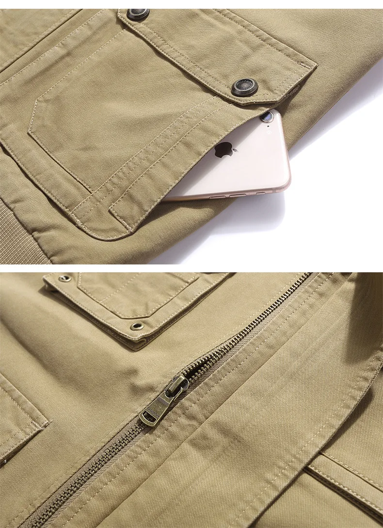 New Style Men Casual Vest Waistcoat Multi-pockets Pure Cotton Youth Loose And Plus-sized Vest Coat 9857