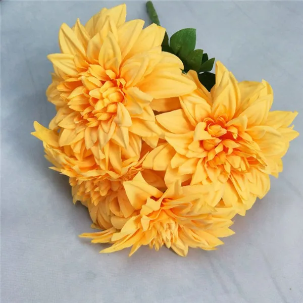 Оранжевый 8 шт. поддельные Dahlia(5 стебель/пучок) 17,7" Длина Моделирование помпон для свадьбы дома витрина декоративные цветы - Цвет: Оранжевый
